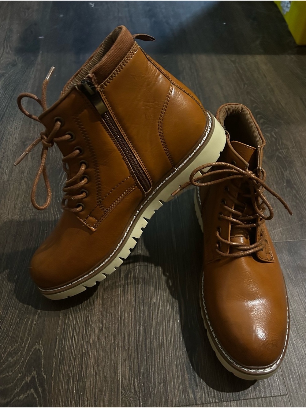 Steve Madden Tan Brown Lace-Up Chukka Boots with Side Zipper Mens Size 9